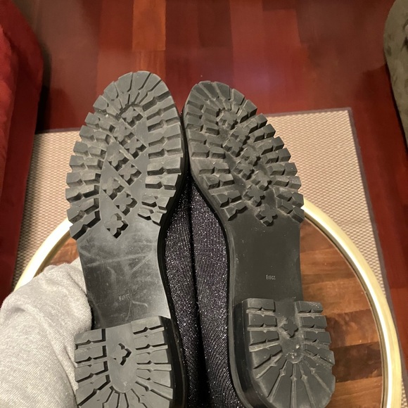 Kate Spade Merigue Shimmery Rib Knit Lug Sole Combat Boots Gunmetal Black US 10 - Picture 6 of 7